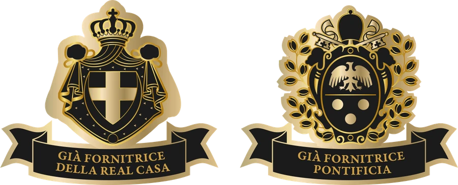 Già fornitrice della Real Casa · Già fornitrice Pontificia